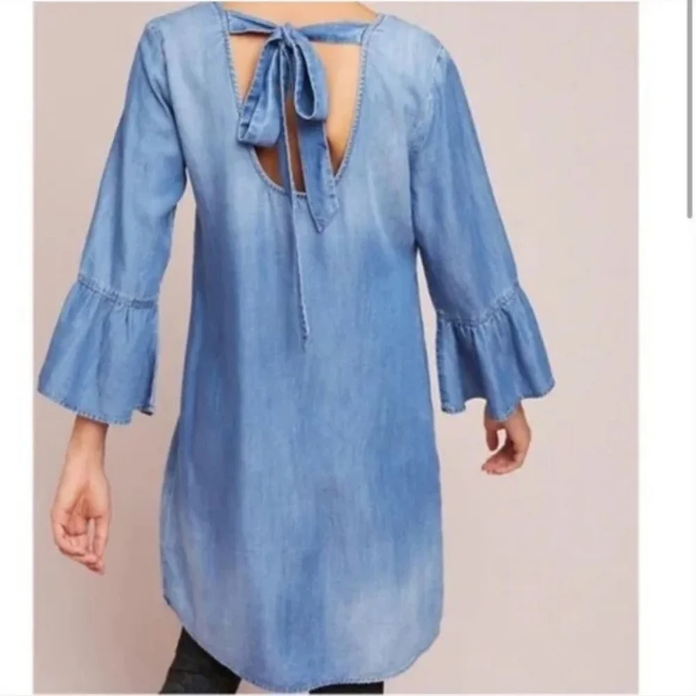 Anthropologie cloth  & stone Tencel Lyocell Dress Chambray Blue Size XS - Picture 2 of 14
